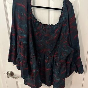 Terra & Sky Smocked Blouse